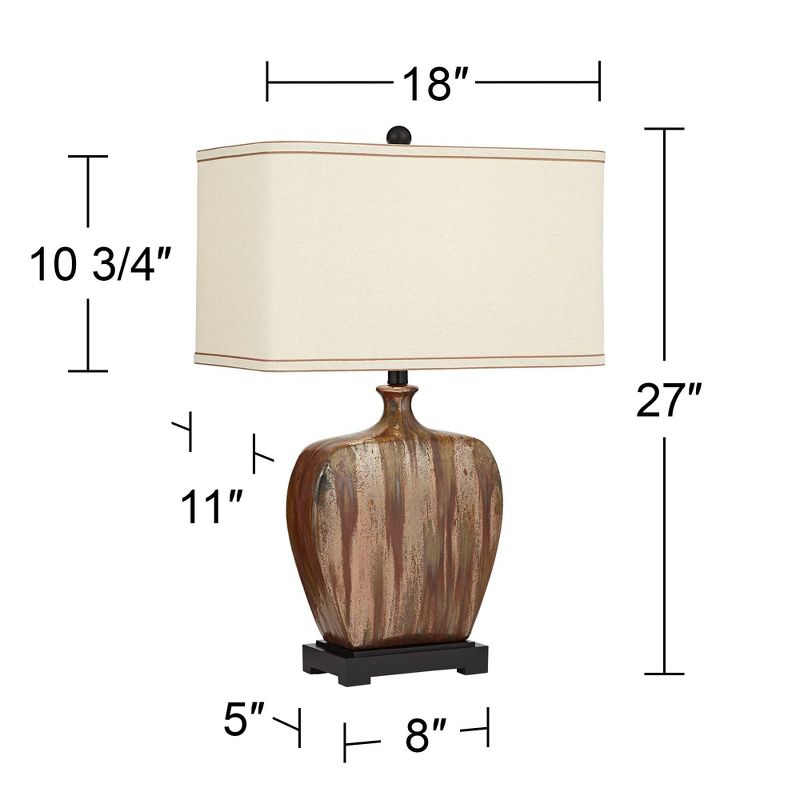 Possini Euro Design Julius Modern Table Lamp 27" Tall Copper with USB Charging Port Dimmer Switch Drip Ceramic for Bedroom Living Room Bedside Office, 4 of 10