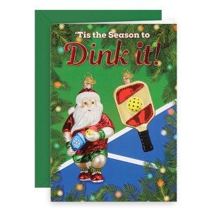 Old World Christmas Ornament Christmas Card, Pickleball Santa, 7" x 5" - 1 of 3