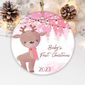 Baby's First Christmas Reindeer Girl and Boy Christmas Ornament| OrnamentallyYou - 1 of 4