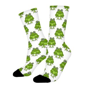 Cute Frog Pattern Women Printed Crew Socks Funny Funky Socks Soft Polyester Novelty Gifts for Artists Men - 1 of 1