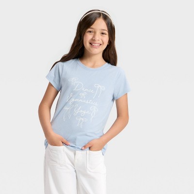 Girls' Short Sleeve Dance Graphic T-Shirt - Cat & Jack™ Light Blue