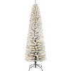 Acekool Snow Flocked Pencil Tree, PVC Mixed Flocked Needles, Hinged Slim Fir, Sturdy Base, Space Saving Corner Style - 3 of 4