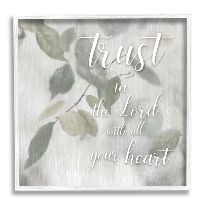 Stupell Industries Trust The Lord Motivating Religious Quote Botanical Leaves Framed Giclee Art