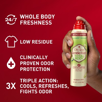 Old Spice Whole Body Deodorant for Men - Total Body Aluminum Free Spray - Cucumber &#38; Avocado - 3.5oz