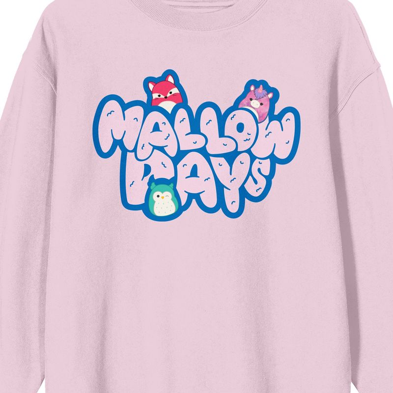 Squishmallows Mallow Days Crew Neck Long Sleeve Cradle Pink Adult Sweatshirt, 2 of 3