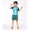 Deux par Deux Boy Printed Swim Trunks Green Jungle on Black - 3 of 4