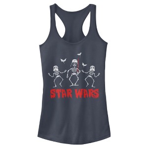 Juniors Womens Star Wars Halloween Vader Skeletons Racerback Tank Top - 1 of 4