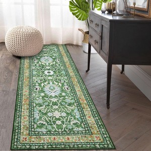 Washable Area Rug, Oriental Vintage Design, Soft Faux Wool Carpet, Non-Slip and Stain Resistant, Ideal for Living Room, Bedroom, Kitchen, Office - 1 of 4