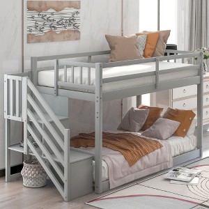 Twin over Twin Bunk Bed with Storage Ladder - ModernLuxe - 1 of 4