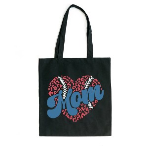 City Creek Prints Baseball Mom Heart Canvas Tote Bag - 15x16 - Black - 1 of 2