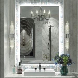 Apmir Super Bright 192 LEDs/m Back LED Lighted Anti-Fog Tempered Glass Bathroom/Vanity Mirror with ETL & 3-Year Warranty - 1 of 4