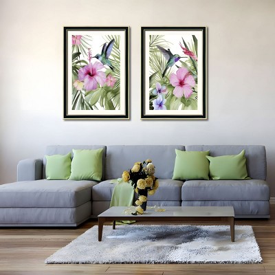 FONTOI 2pcs Bird Canvas Wall Art, Botanical Wall Decor Living Room, Dining Room Decor Framed Wall Art for Hallway, Multicolored 20"* 28"*1.2"
