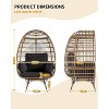 Oversize 360° Swivel Egg Chair, Patio Rotating Rattan Lounge Chair w/Steel Frame and 4 Cushions for Patio, Porch, Backyard, Living Room - 3 of 4