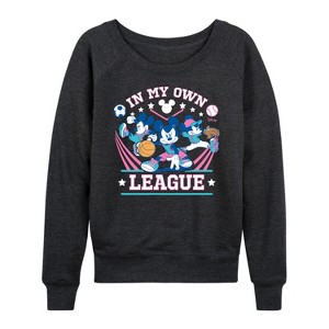 Women's - Disney - In My Own League Lightweight French Terry Wide Neck Long Sleeve Shirt - 1 of 4