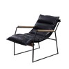 Top Grain Leather Upholstered Accent Chair with Tight Back and Seat Cushions, Sled Base and Matt Iron Finish - 3 of 4