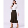 INSPIRE CHIC Women's Pleated High Waist Stretch A-Line Casual Knit Midi Skirt - 2 of 4