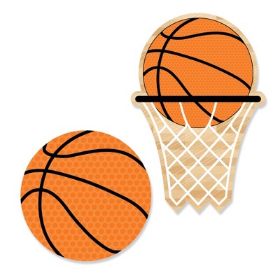 Big Dot of Happiness Nothin' but Net - Basketball DIY Shaped Party Cut-Outs - 24 Count