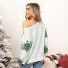 Women's Festive Christmas Tree Off-Shoulder Fuzzy Knit Sweater -Cupshe - 4 of 4