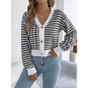 Coolmee Women's Cardigan Sweaters Striped Button Down Cropped Knit Lady Fall Trendy Sweaters Clothes - 3 of 4