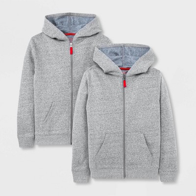 Boys' 2pk Fleece Zip-Up Hoodie - Cat & Jack™ Black XS