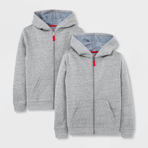 Boys 2pk Fleece Zip Up Hoodie Cat Jack Gray M