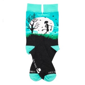 Skeleton Walking In Front of the Moon Socks - (Women's Sizes Adult Medium) from the Sock Panda - 1 of 4