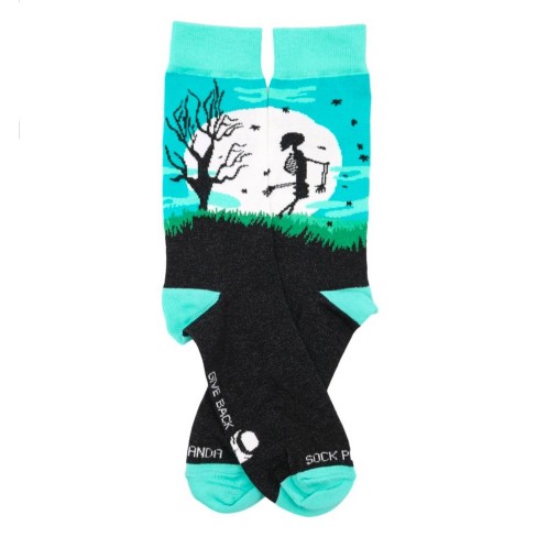 Skeleton Walking In Front of the Moon Socks - (Women's Sizes Adult Medium) from the Sock Panda - image 1 of 4