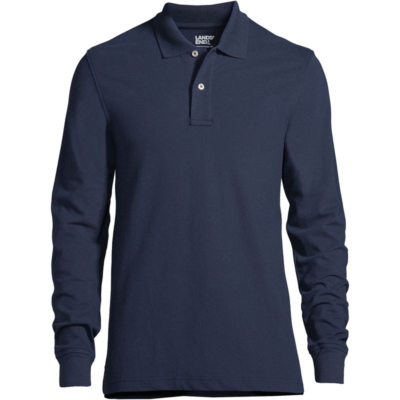 Lands' End Men's Comfort First Long Sleeve Solid Mesh Polo, 2 of 3