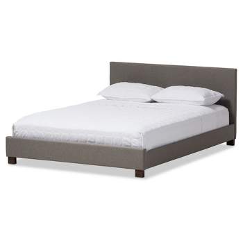 Elizabeth Modern And Contemporary Fabric Upholstered Panel - Stitched Platform Bed - Baxton Studio