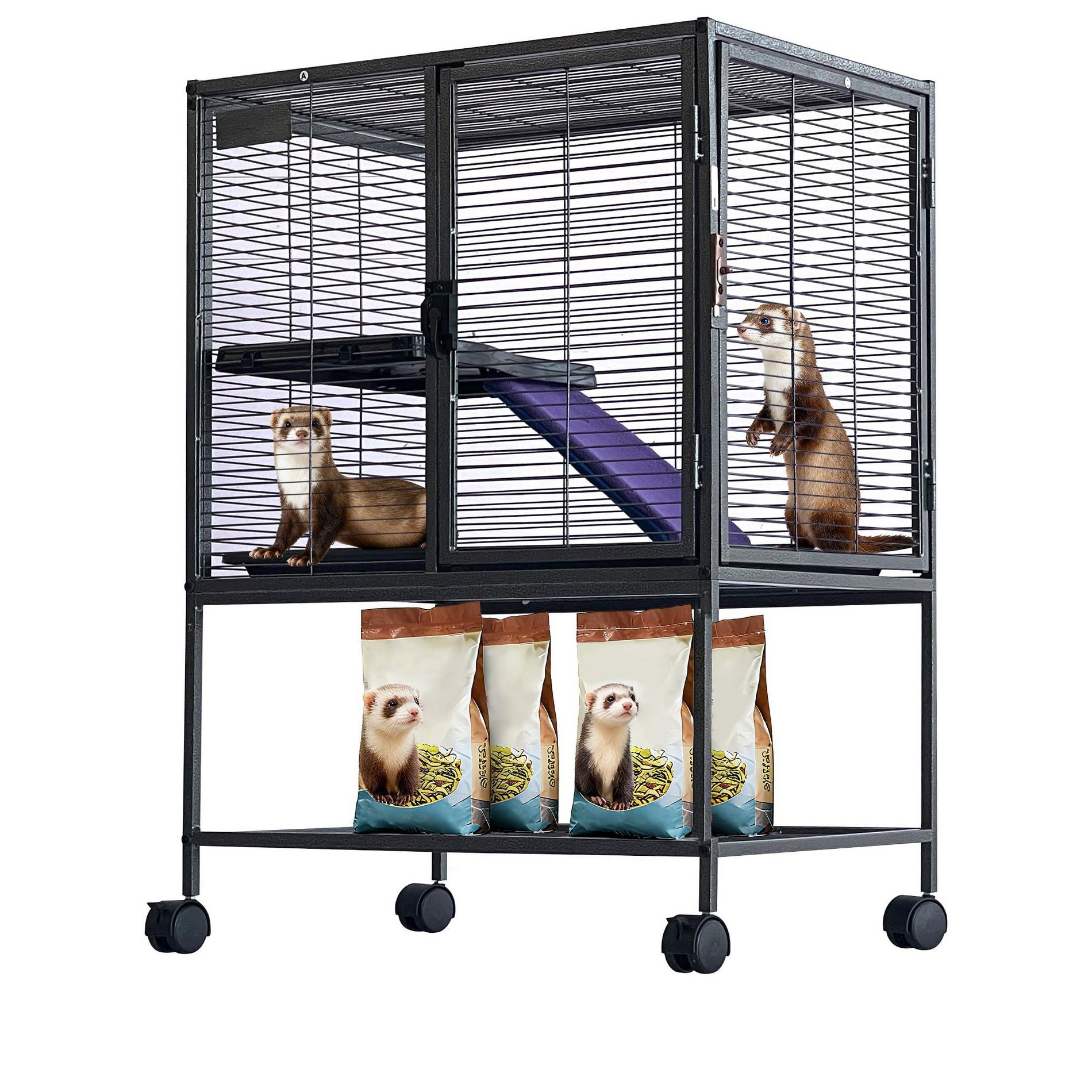Metal Small Animal Cage,34/36/39/64 ''H Multi-Level Ferret Cage for Small Animals - Large Hamster Cage with Ramp