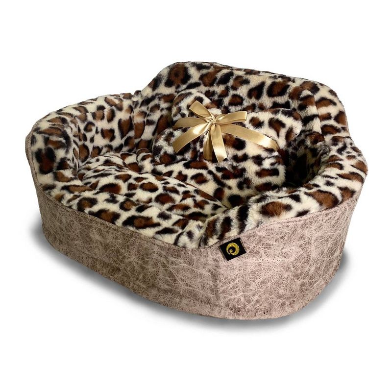 Precious Tails Leopard Princess Cat and Dog Bolster Bed - Taupe, 3 of 6