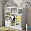 43.7" Kids Bookshelf with 8 Storage Cubby & Removable Drawers, Toy Storage Organizer with Sliding Door for Playroom & Classroom, White - 2 of 4