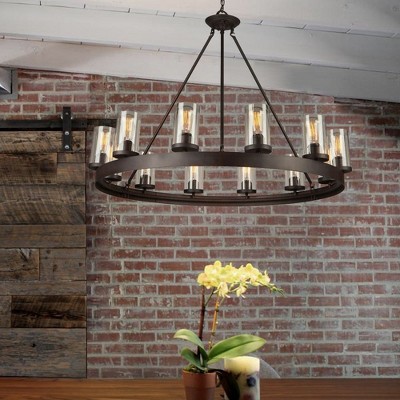 Oil Rubbed Bronze 12-Light Chandelier with Clear Glass Shades