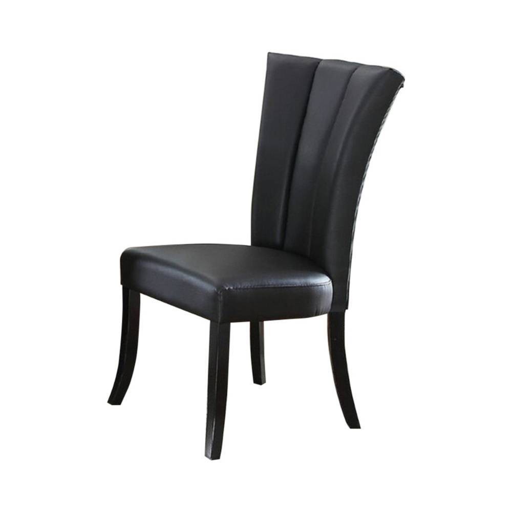 Set fo 2 Leather Upholstered Dining Chair In Poplar Wood Black Benzara For Sale