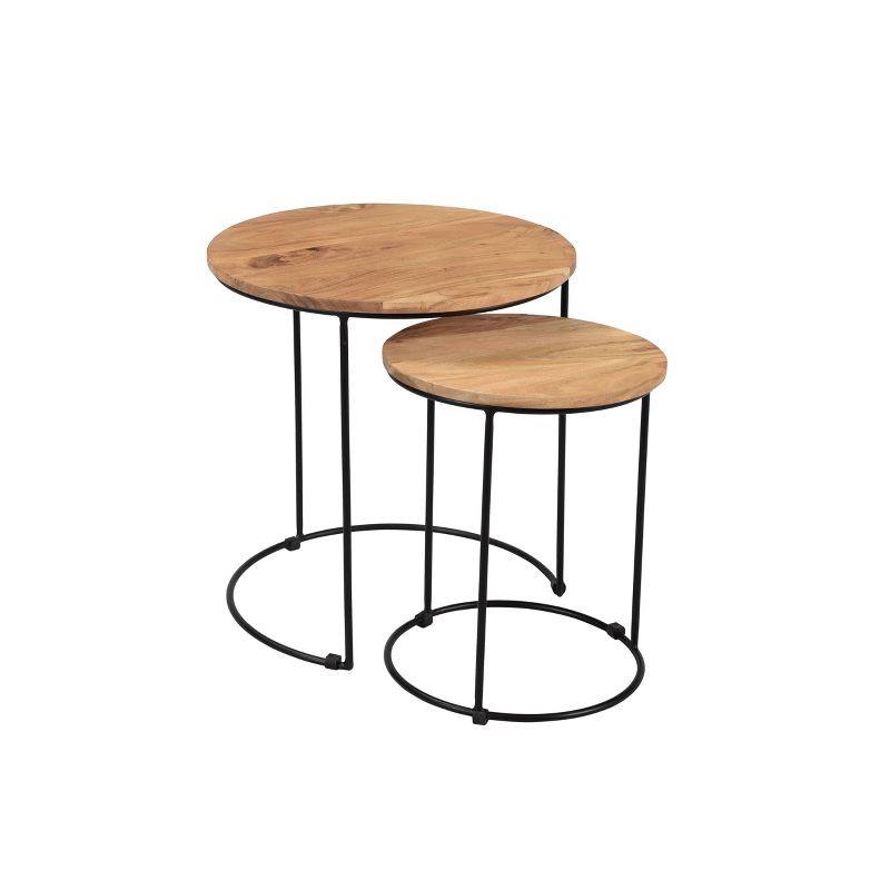 Forest Solid Wood And Iron Nesting Table Black - Timbergirl, 1 of 7
