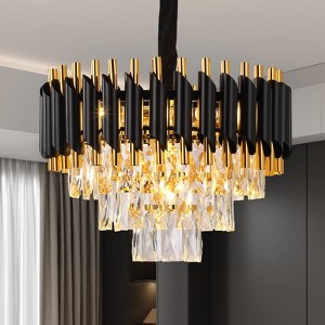 Whizmax Modern New Crystal Chandelier, Black and Gold Glass Lamp, Suitable for Bedroom, Living Room, Study Room - 1 of 4