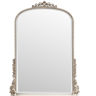HomeRoots 34" Silver Baroque Arch Ornate Framed Accent Mirror