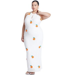ELOQUII Women's Plus Size Conversational Crochet Dress - 1 of 3