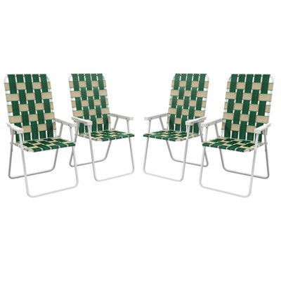VisioGear Outdoor Portable Chairs, 4-Piece Folding Camping Chairs, Portable Beach Chair for Outdoor, Green & Yellow, 22.5"*22.5"*37"