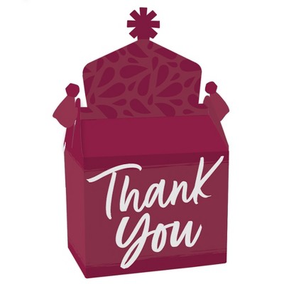 Big Dot of Happiness Burgundy Elegantly Simple - Treat Box Party Favors - Guest Party Favors Goodie Gable Boxes - Set of 12