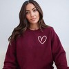 Simply Sage Market Women's Graphic Sweatshirt Embroidered Hand Drawn Heart - White LC - 2 of 4