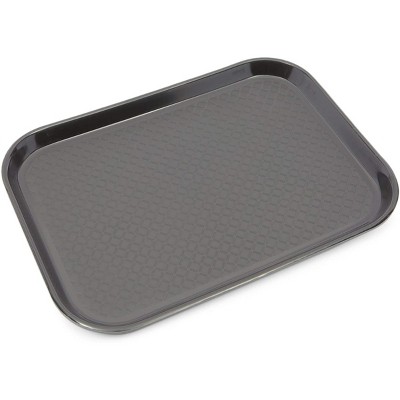 Okuna Outpost 8 Pack Plastic Cafeteria Serving Tray for Restaurant, Black, 13.9" x 9.9"