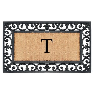 A1HC Natural Rubber & Coir 18x30, Monogrammed Doormat For Outdoor Entrance, Anti-Shed Treated Mat - 1 of 4