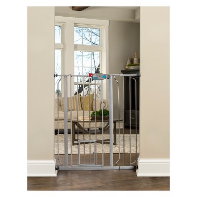 Extra Tall Platinum Metal Pet Gate with Small Door