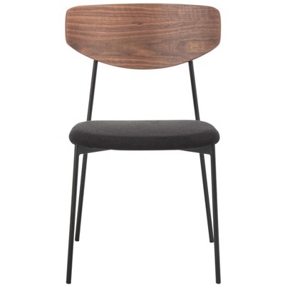 Walnut and Black Upholstered Metal Side Chair Set