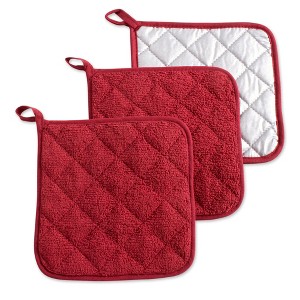 Design Imports Barn Red Terry Potholder (Set Of 3) - 1 of 4