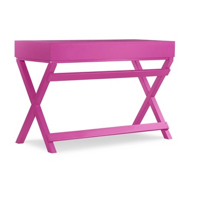 Raspberry Pink Wood Writing Desk with Drawers, 44"