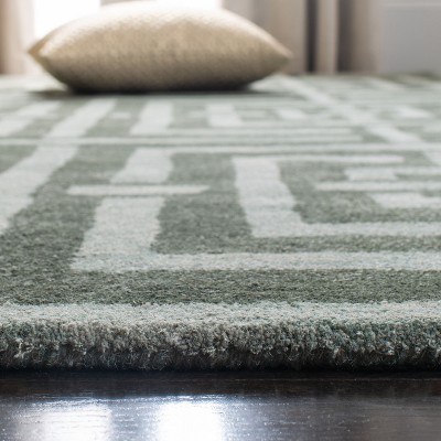 Sage Green Hand-Tufted Wool and Cotton Rectangular Rug 4' x 6'