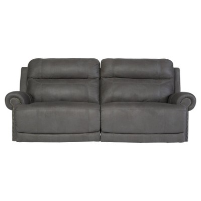 Austere 2 Seat Recliner Sofa Gray - Signature Design by Ashley: Nailhead Trim, Polyester Upholstery