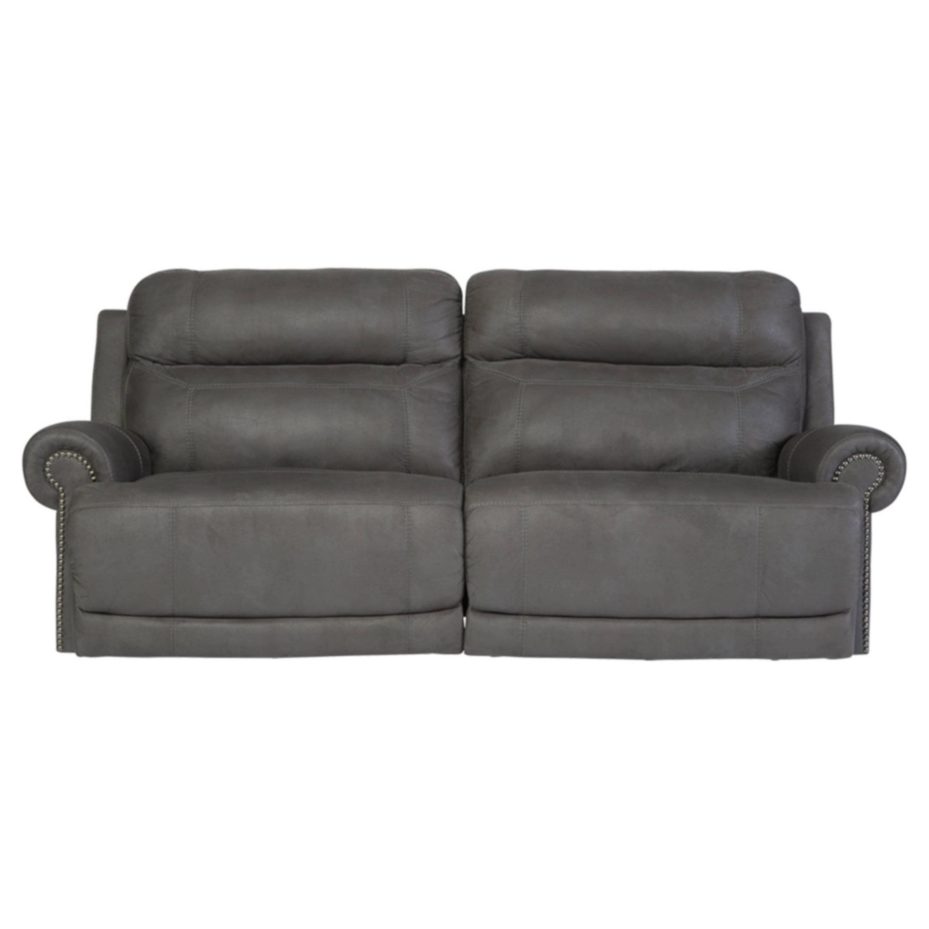 Austere 2 Seat Recliner Sofa Gray - Signature Design by Ashley: Nailhead Trim, Polyester Upholstery
